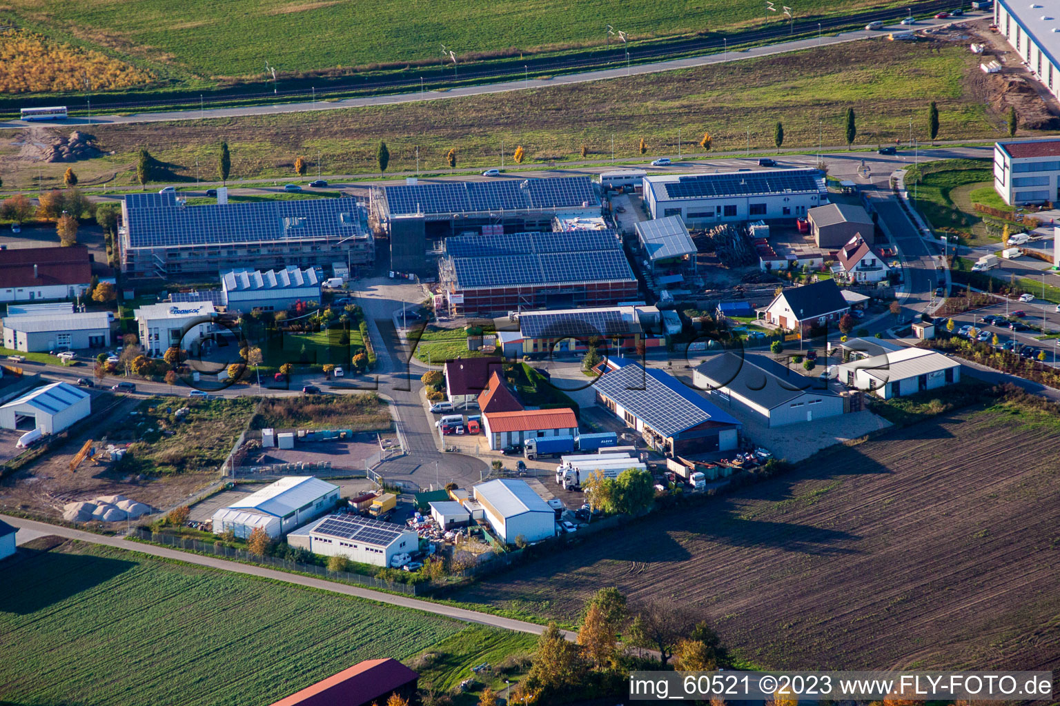 Luftaufnahme von Rülzheim-N, Industriegebiet im Bundesland Rheinland-Pfalz, Deutschland