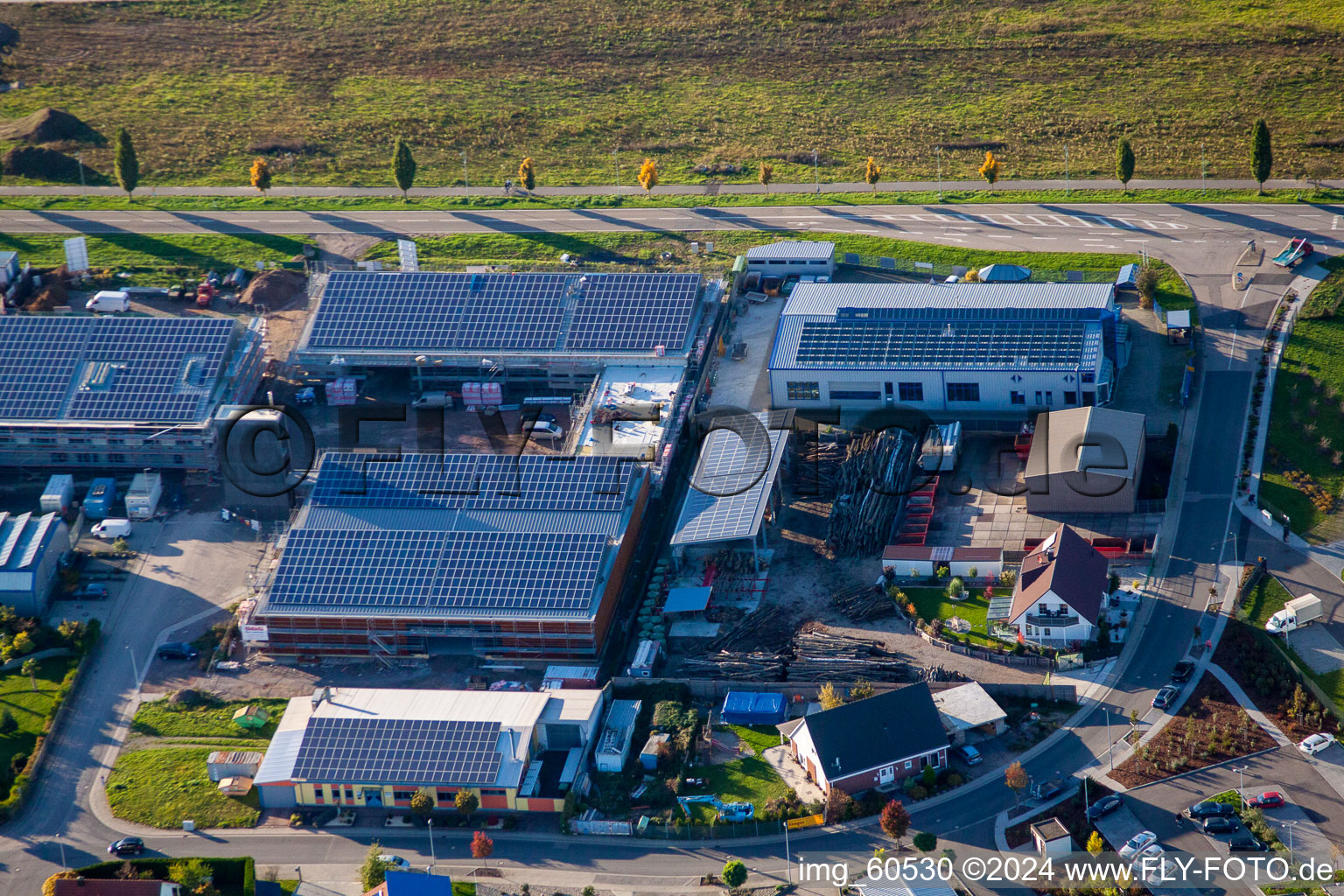 Drohnenaufname von Rülzheim-N, Industriegebiet im Bundesland Rheinland-Pfalz, Deutschland