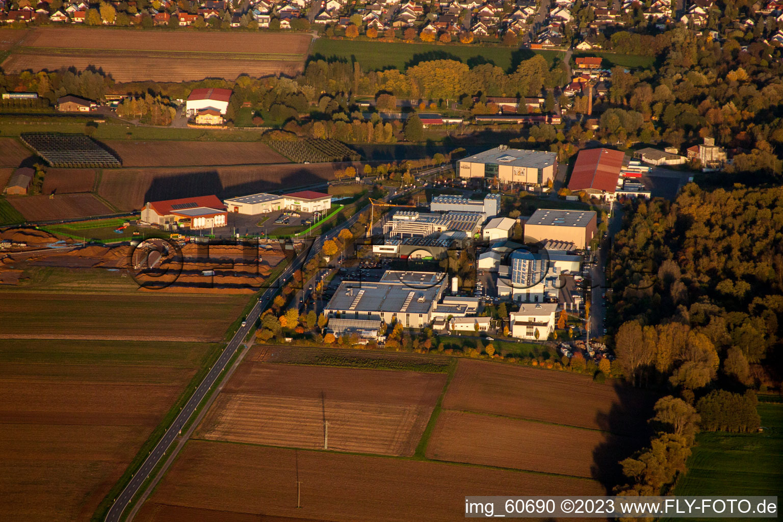 Luftbild von Herxheim, Gewerbegebiet W in Herxheim bei Landau/Pfalz im Bundesland Rheinland-Pfalz, Deutschland