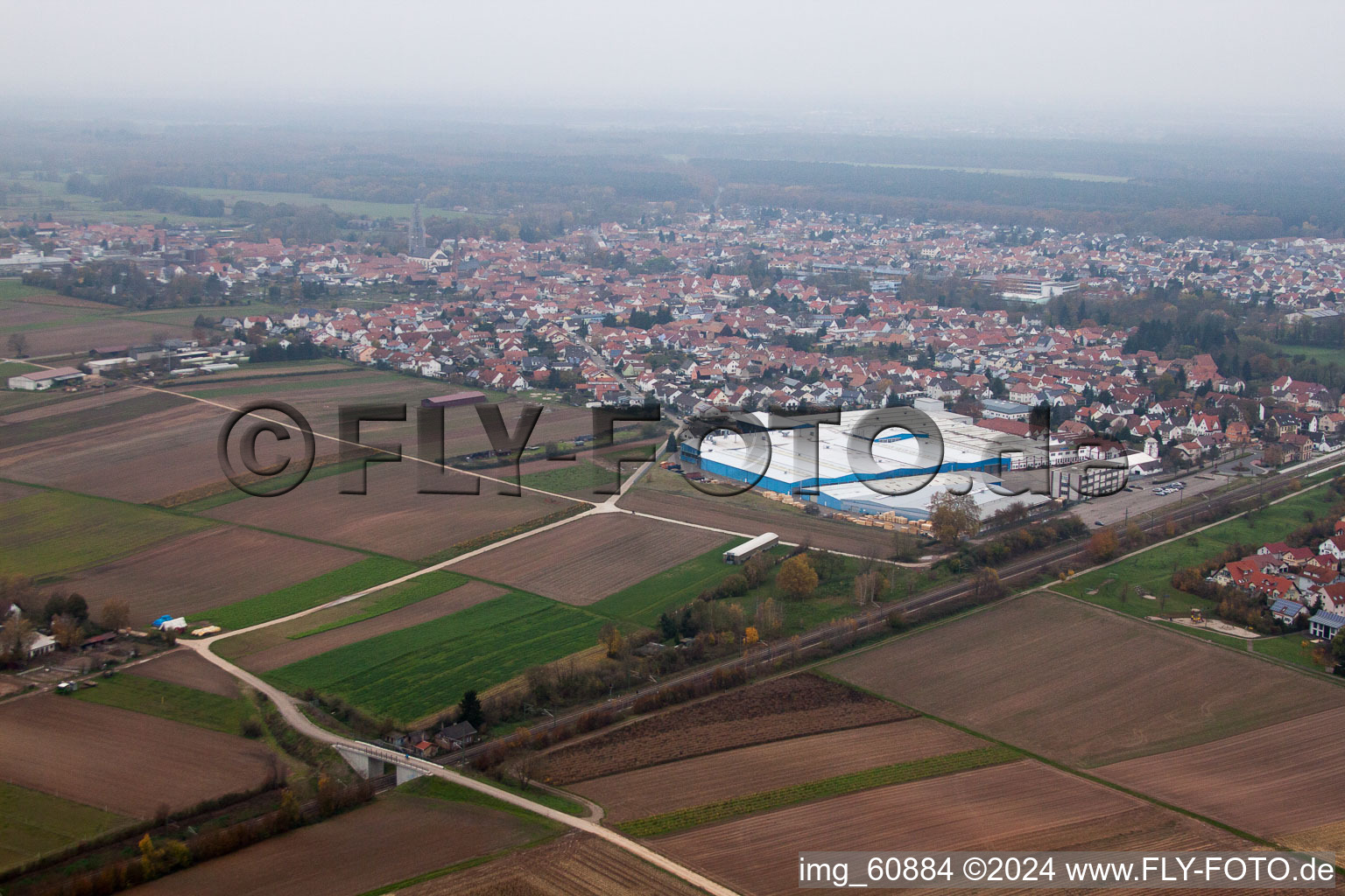 Luftaufnahme von Bellheim im Bundesland Rheinland-Pfalz, Deutschland