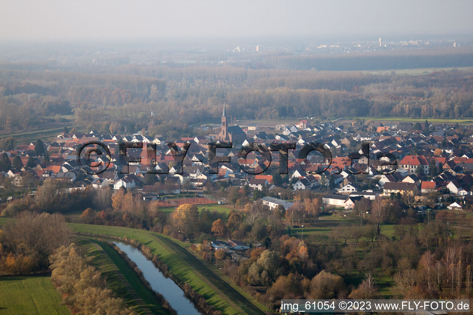 Drohnenbild von Rußheim im Bundesland Baden-Württemberg, Deutschland