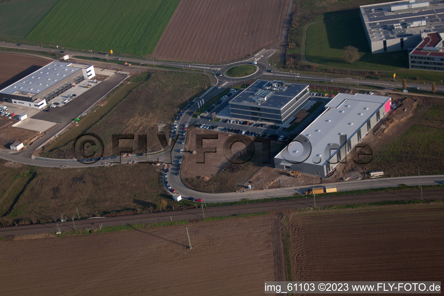 Rülzheim-N, Industriegebiet im Bundesland Rheinland-Pfalz, Deutschland von einer Drohne aus