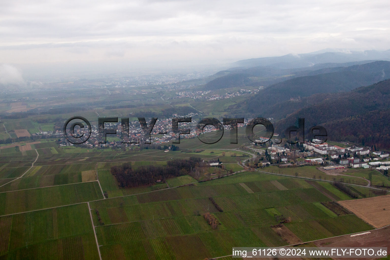 Luftaufnahme von Klingenmünster von Norden im Bundesland Rheinland-Pfalz, Deutschland