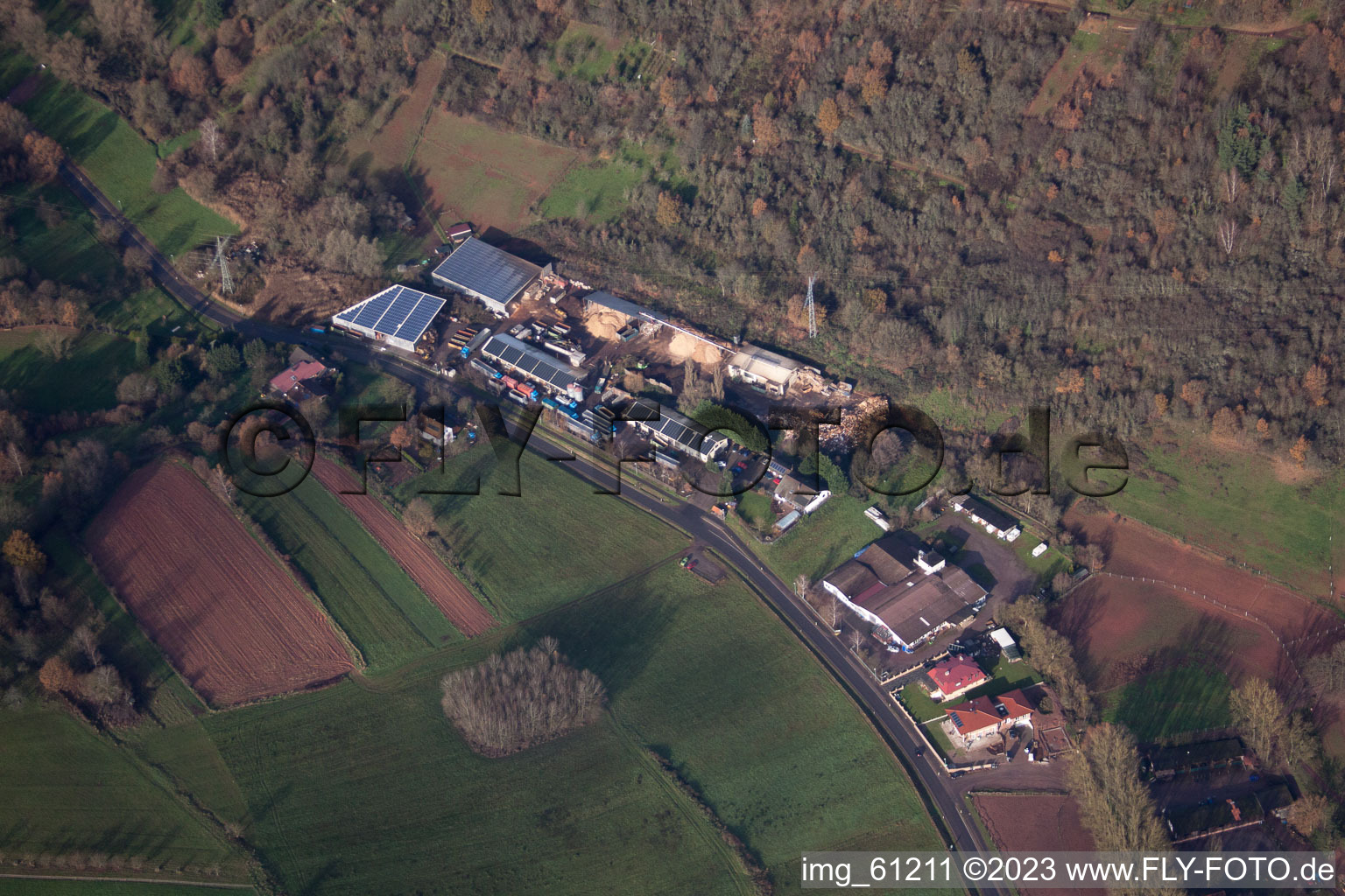 Luftbild von Span-Service Holzlogistik im Ortsteil Gräfenhausen in Annweiler am Trifels im Bundesland Rheinland-Pfalz, Deutschland