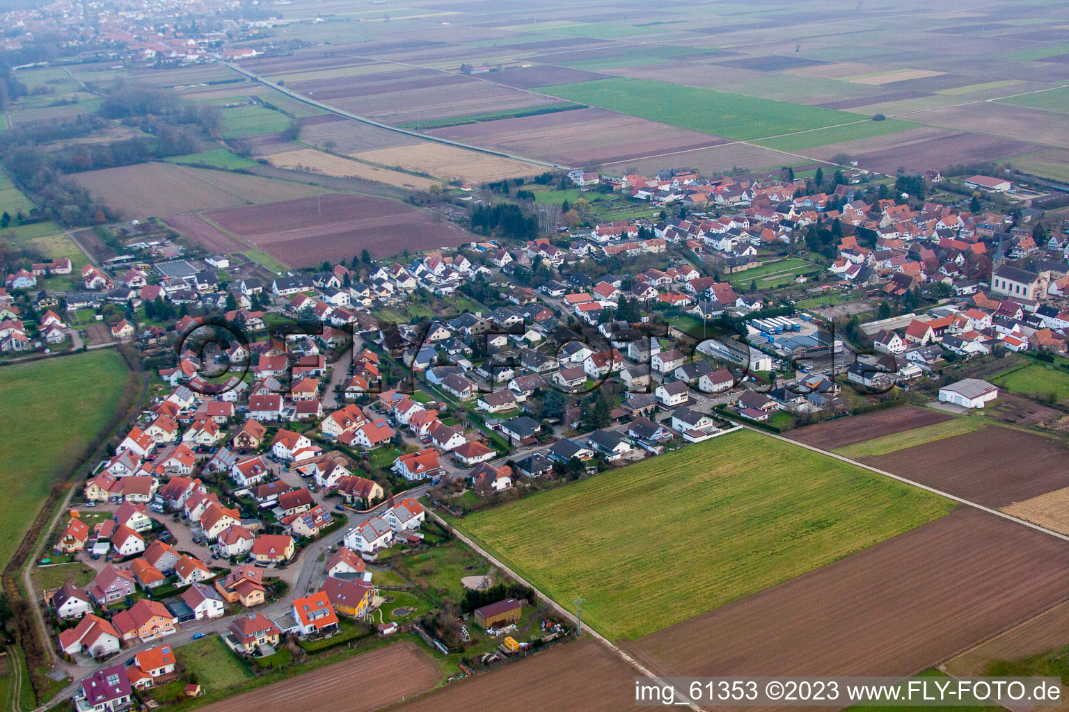 Knittelsheim im Bundesland Rheinland-Pfalz, Deutschland aus der Luft betrachtet
