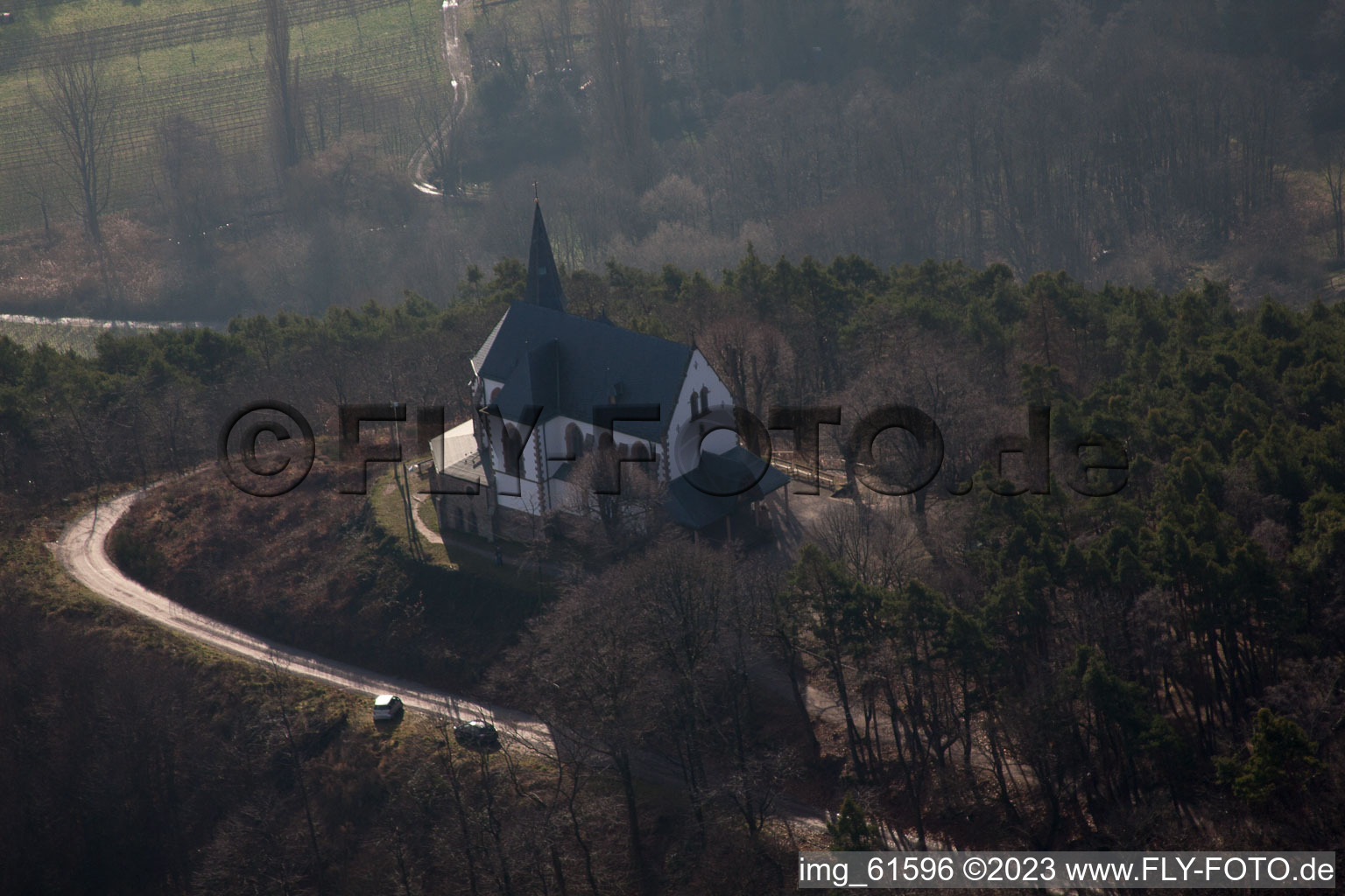 Burrweiler, Annakapelle im Bundesland Rheinland-Pfalz, Deutschland vom Flugzeug aus
