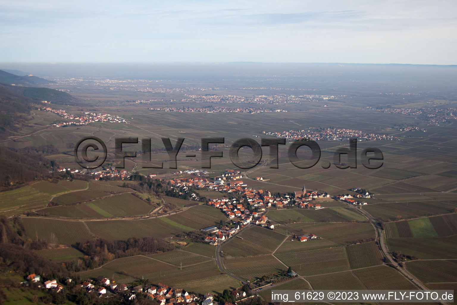 Luftbild von Burrweiler im Bundesland Rheinland-Pfalz, Deutschland