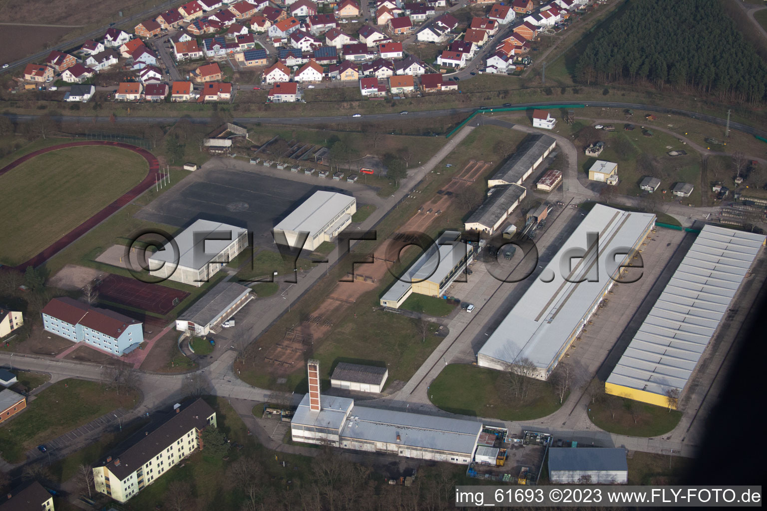 Luftbild von Germersheim, Sponeck-Kaserne im Bundesland Rheinland-Pfalz, Deutschland