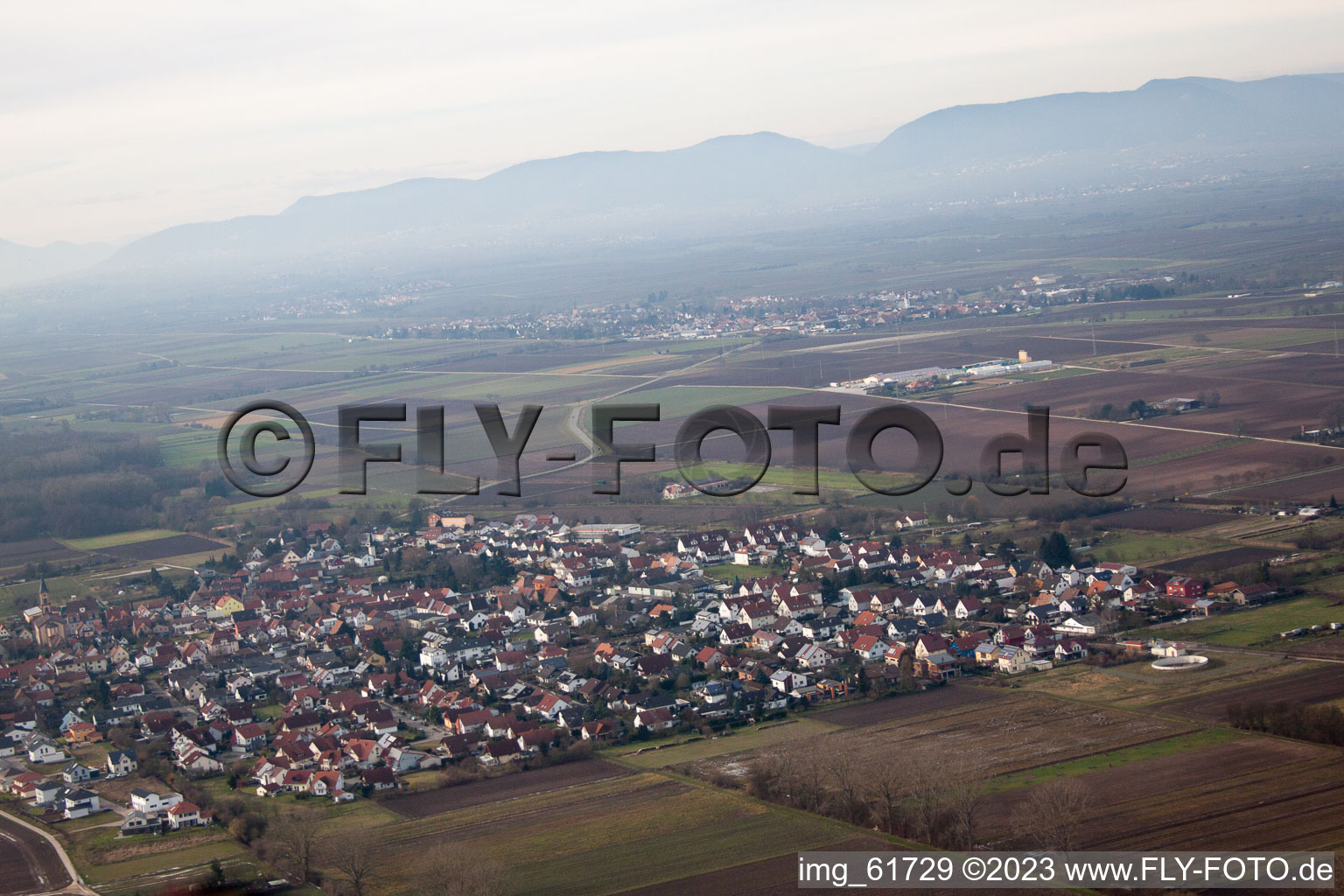 Luftbild von Zeiskam von Osten im Bundesland Rheinland-Pfalz, Deutschland