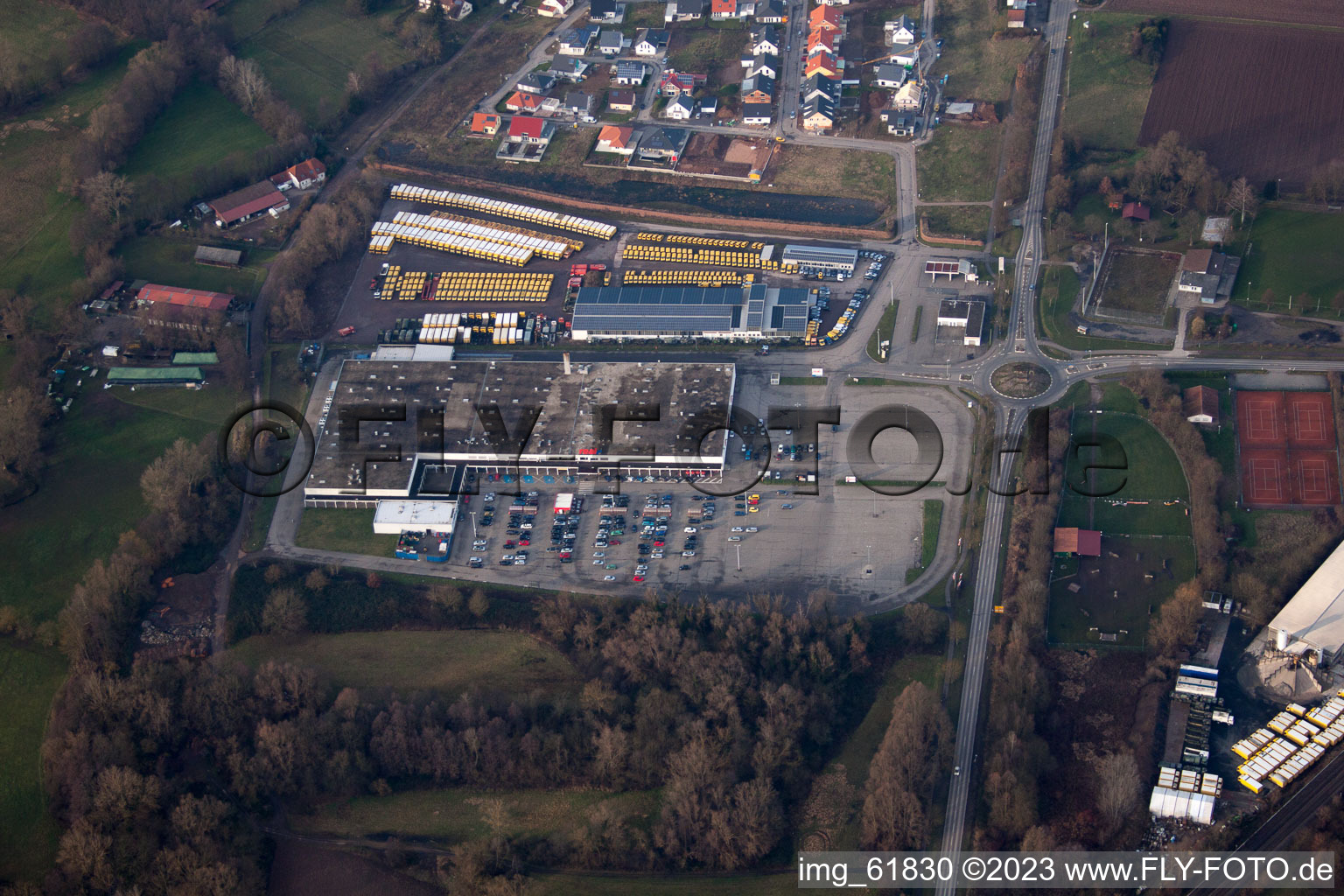 Rohrbach, Gewerbegebiet im Bundesland Rheinland-Pfalz, Deutschland vom Flugzeug aus