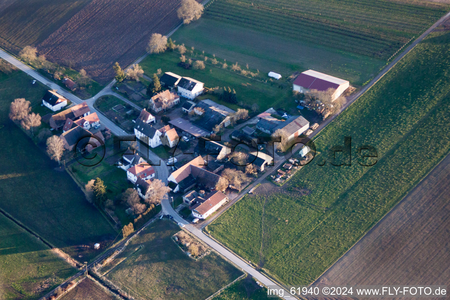 Ortsteil Deutschhof in Kapellen-Drusweiler im Bundesland Rheinland-Pfalz, Deutschland aus der Vogelperspektive