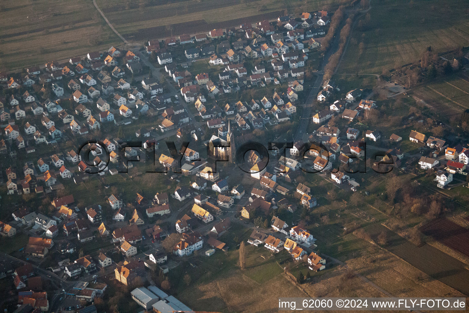 Drohnenaufname von Ortsteil Schöllbronn in Ettlingen im Bundesland Baden-Württemberg, Deutschland