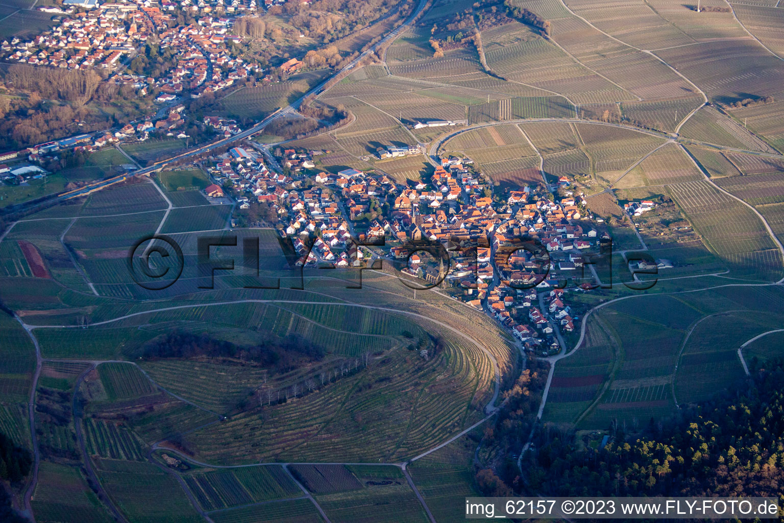 Luftaufnahme von Siebeldingen im Bundesland Rheinland-Pfalz, Deutschland