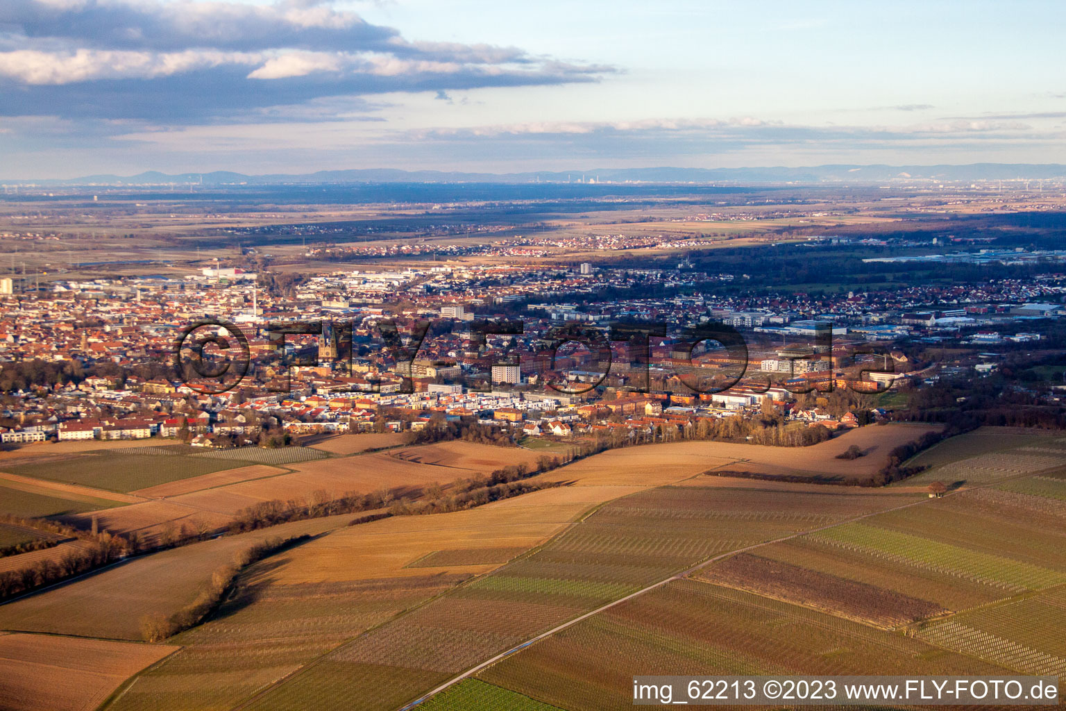 Drohnenbild von Landau von Westen in Landau in der Pfalz im Bundesland Rheinland-Pfalz, Deutschland