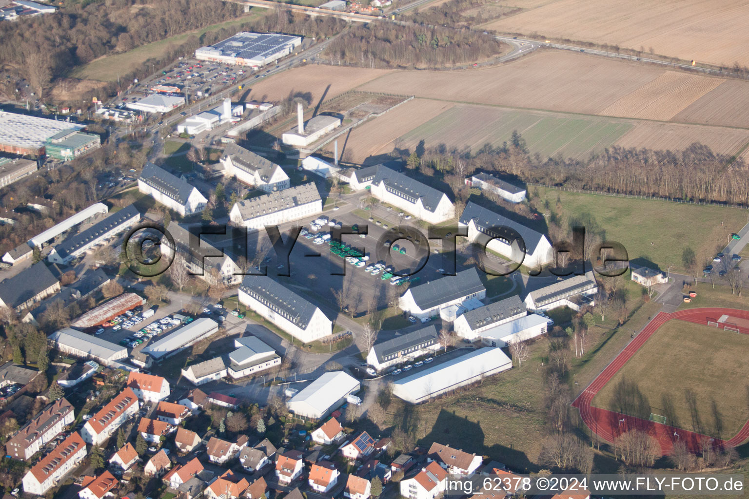 Gebäudekomplex der Kaserne der Bundespolizeiabteilung Bad Bergzabern in Bad Bergzabern im Bundesland Rheinland-Pfalz, Deutschland