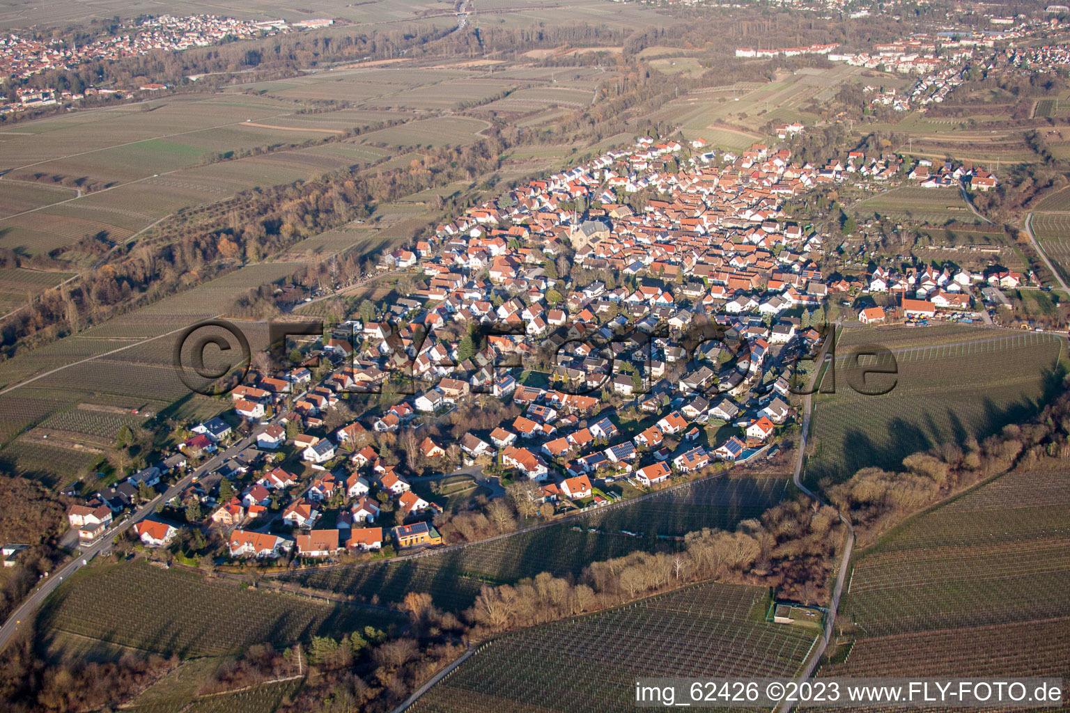 Luftbild von Arzheim von Südwesten in Landau in der Pfalz im Bundesland Rheinland-Pfalz, Deutschland