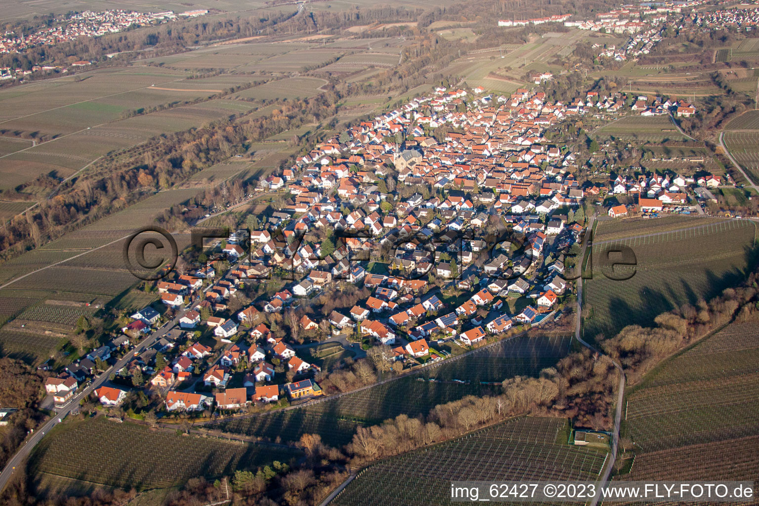 Luftaufnahme von Arzheim von Südwesten in Landau in der Pfalz im Bundesland Rheinland-Pfalz, Deutschland