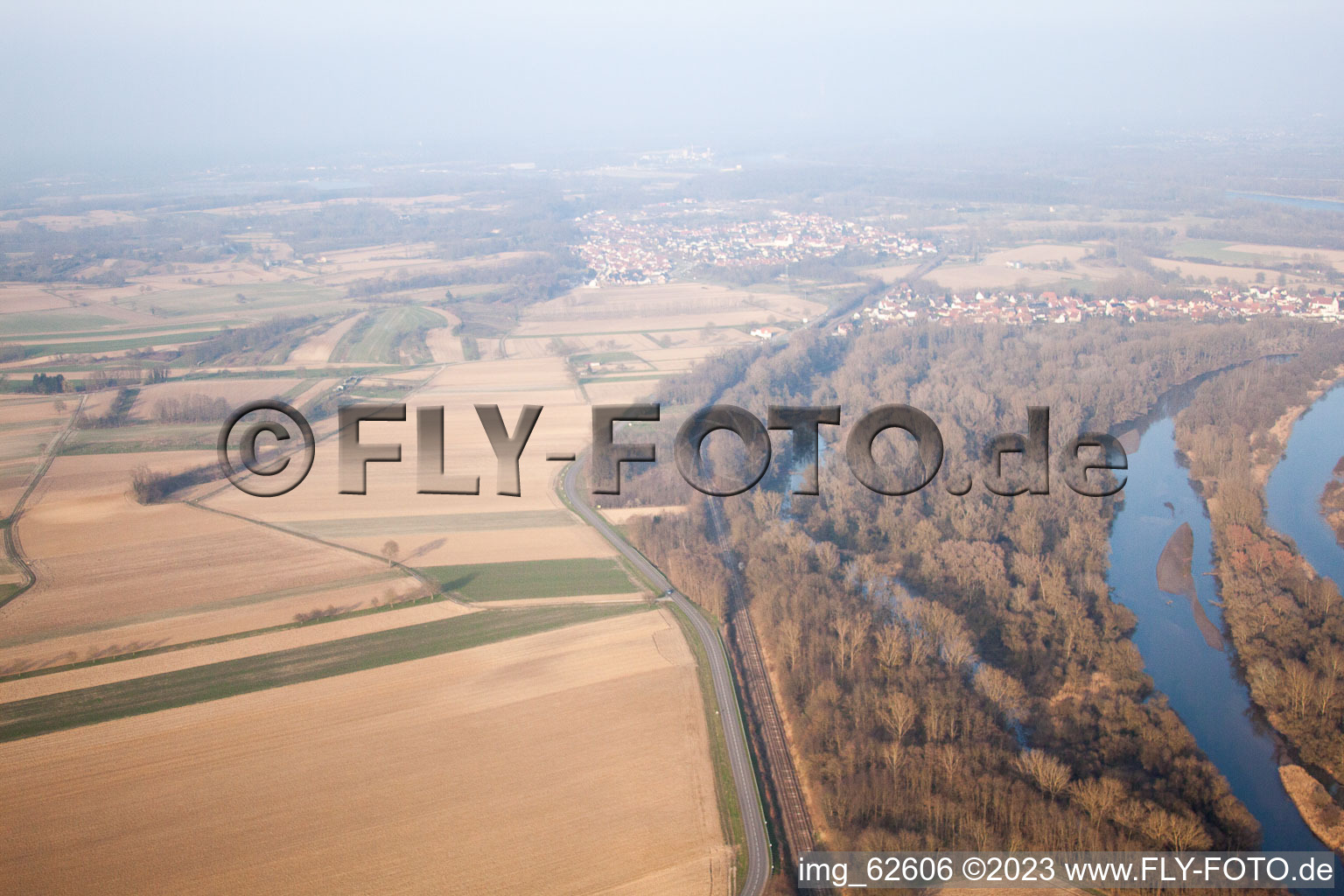 Luftaufnahme von Munchhausen im Bundesland Bas-Rhin, Frankreich