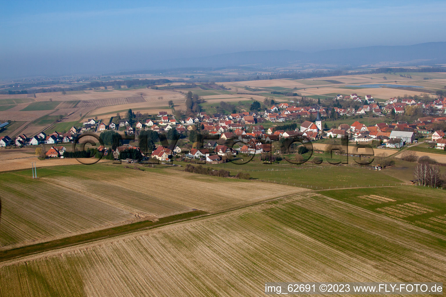 Seebach im Bundesland Bas-Rhin, Frankreich vom Flugzeug aus