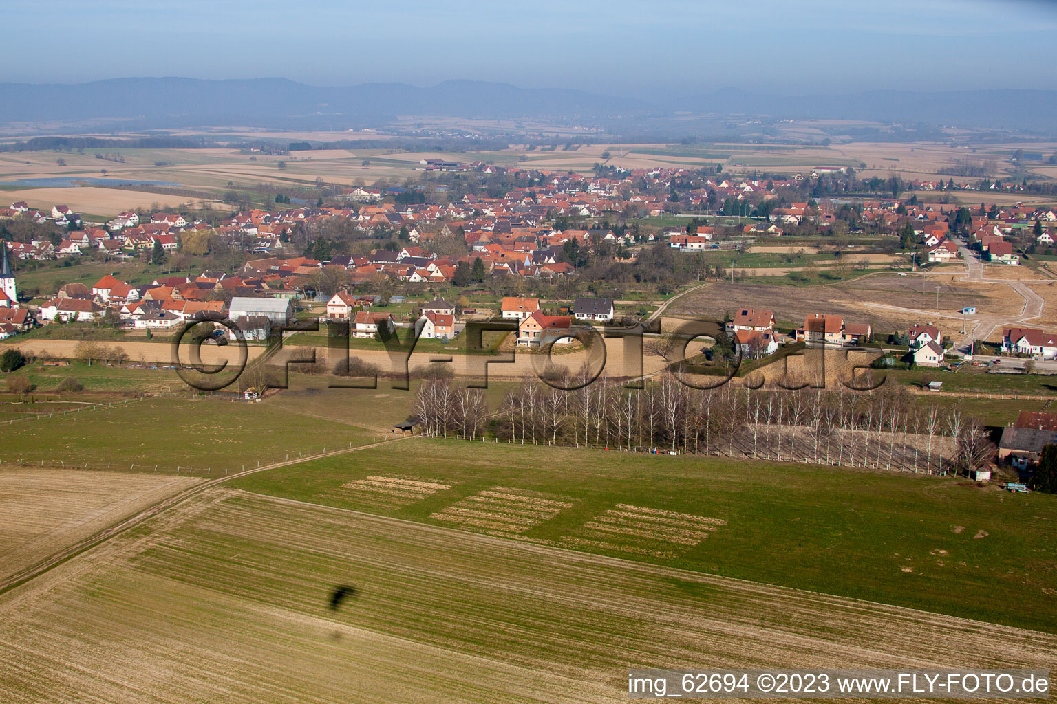 Drohnenaufname von Seebach im Bundesland Bas-Rhin, Frankreich