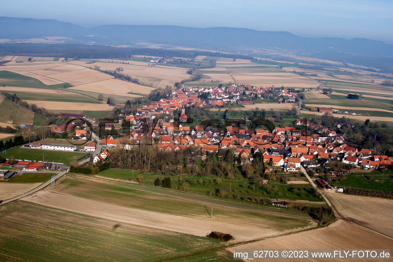 Hunspach im Bundesland Bas-Rhin, Frankreich aus der Luft