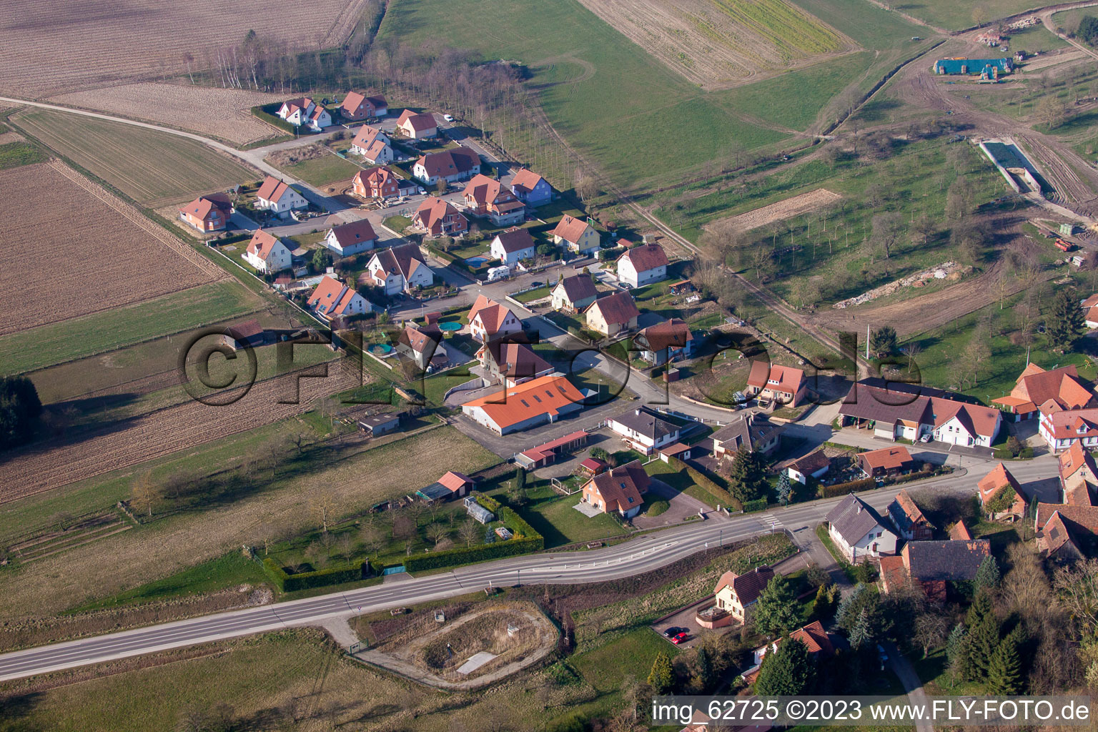 Hohwiller im Bundesland Bas-Rhin, Frankreich aus der Luft