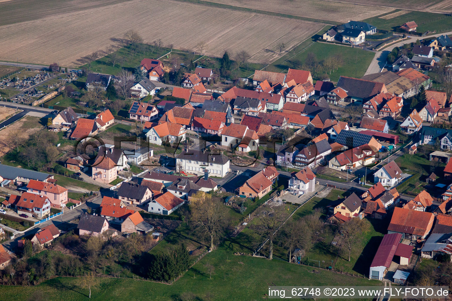 Schwabwiller im Bundesland Bas-Rhin, Frankreich von oben gesehen