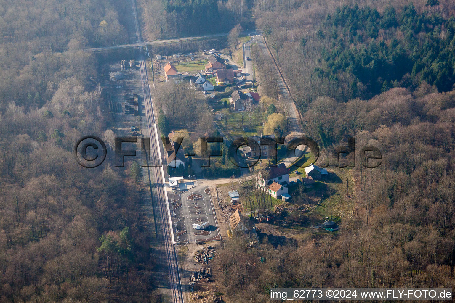 Luftbild von Surbourg, Bahnhof im Bundesland Bas-Rhin, Frankreich