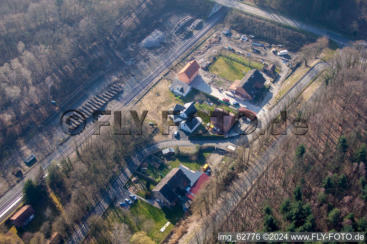 Luftaufnahme von Surbourg, Bahnhof im Bundesland Bas-Rhin, Frankreich