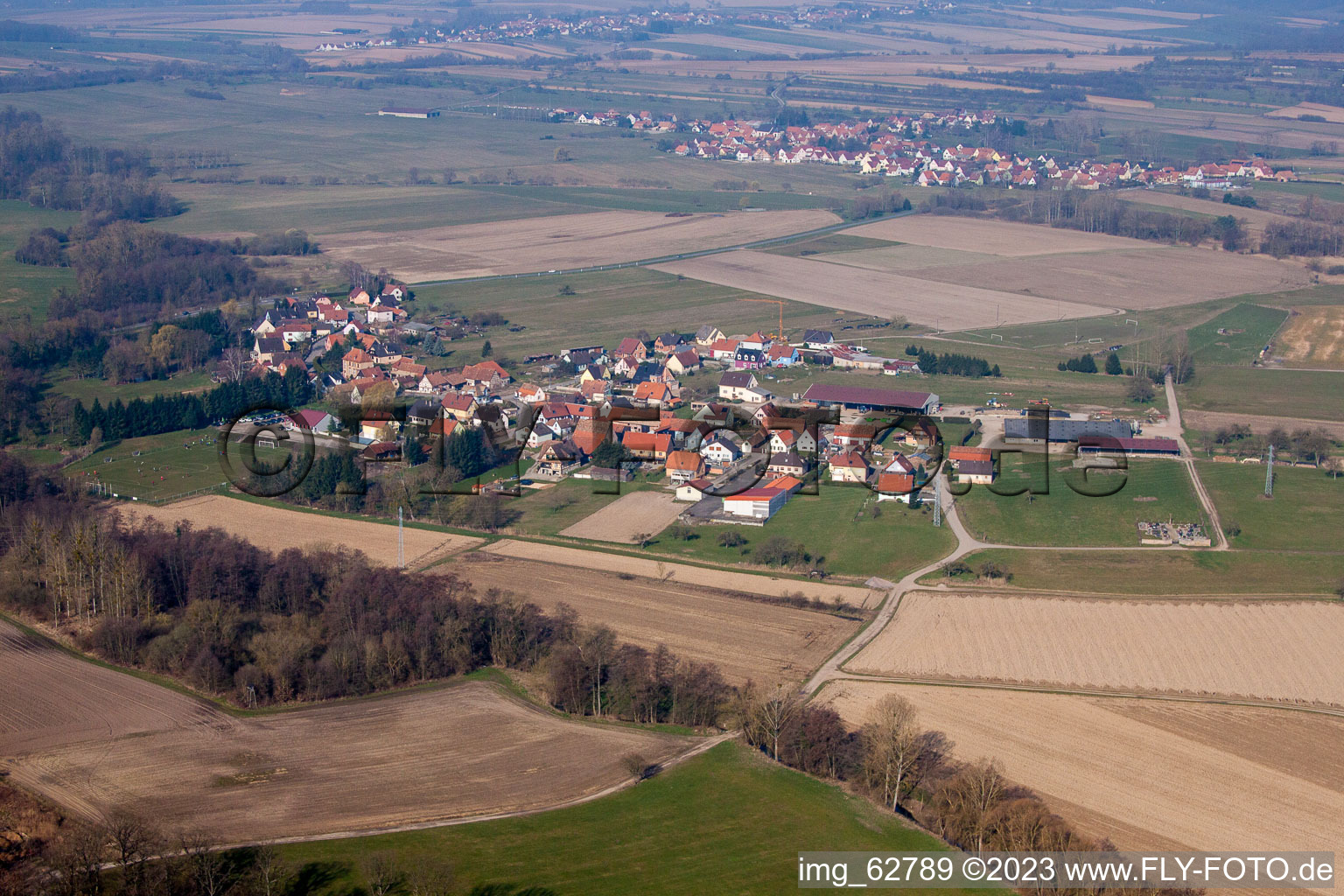 Drohnenaufname von Walbourg im Bundesland Bas-Rhin, Frankreich