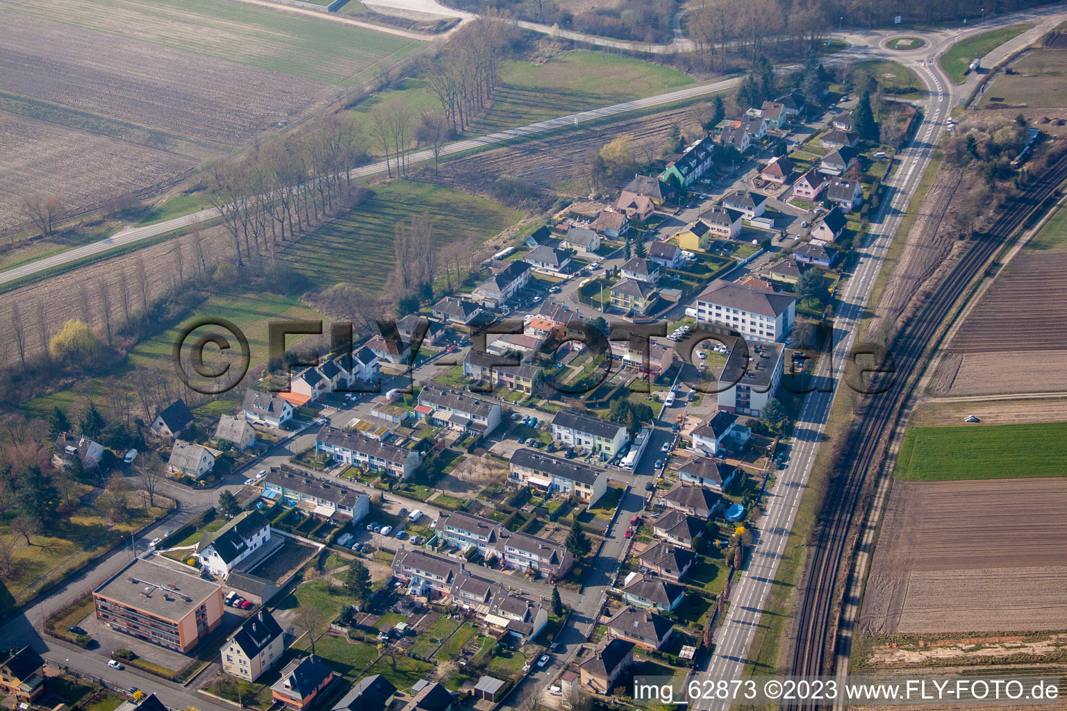 Bischwiller im Bundesland Bas-Rhin, Frankreich vom Flugzeug aus