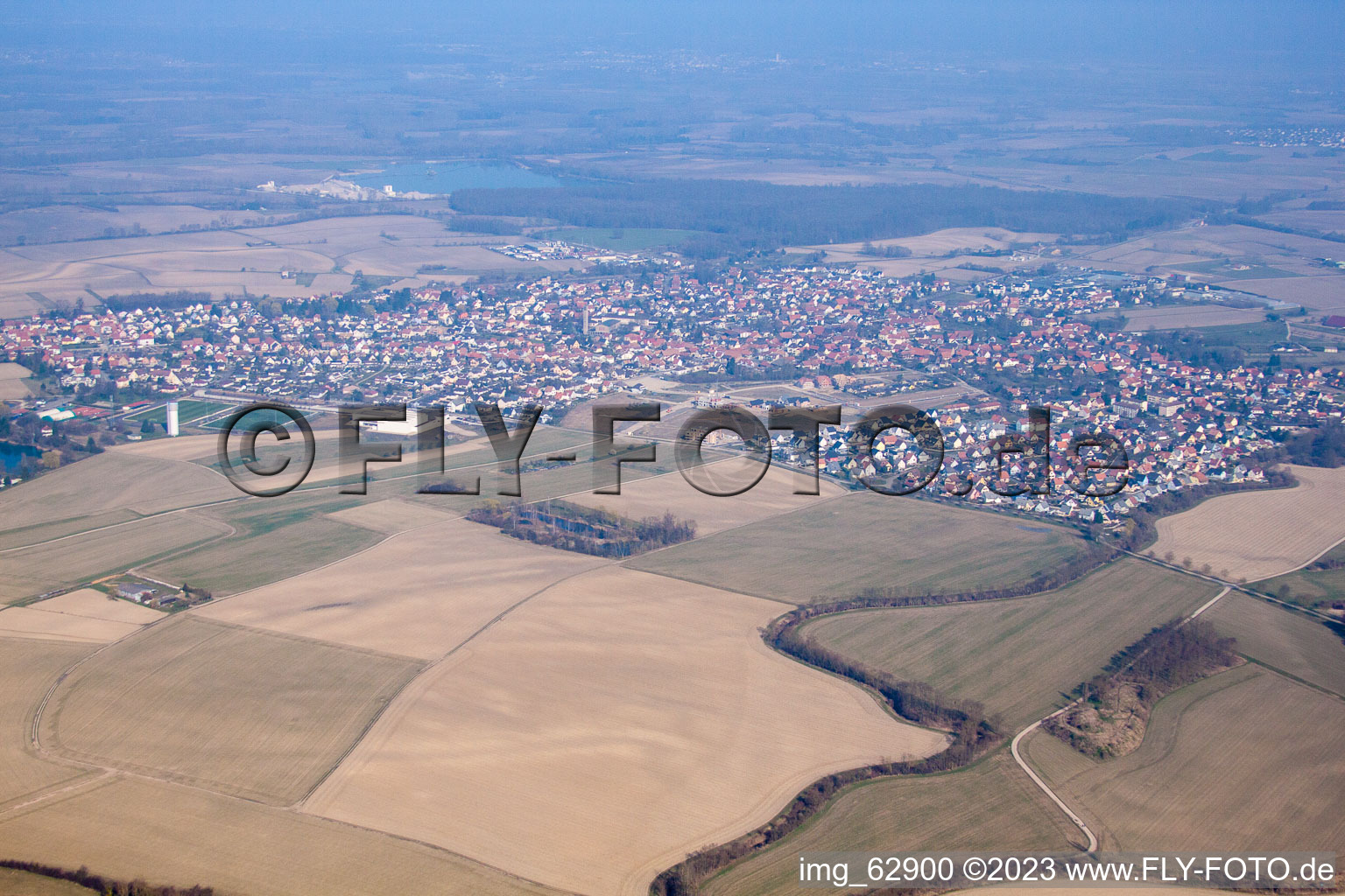 Luftbild von Gambsheim im Bundesland Bas-Rhin, Frankreich