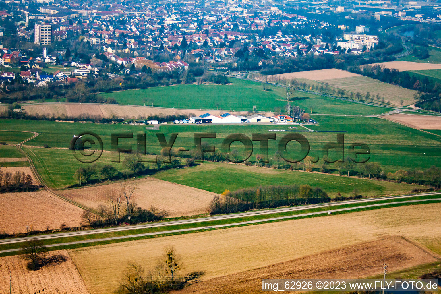 Luftaufnahme von Kehl-Sundheim, Flugplatz im Bundesland Baden-Württemberg, Deutschland