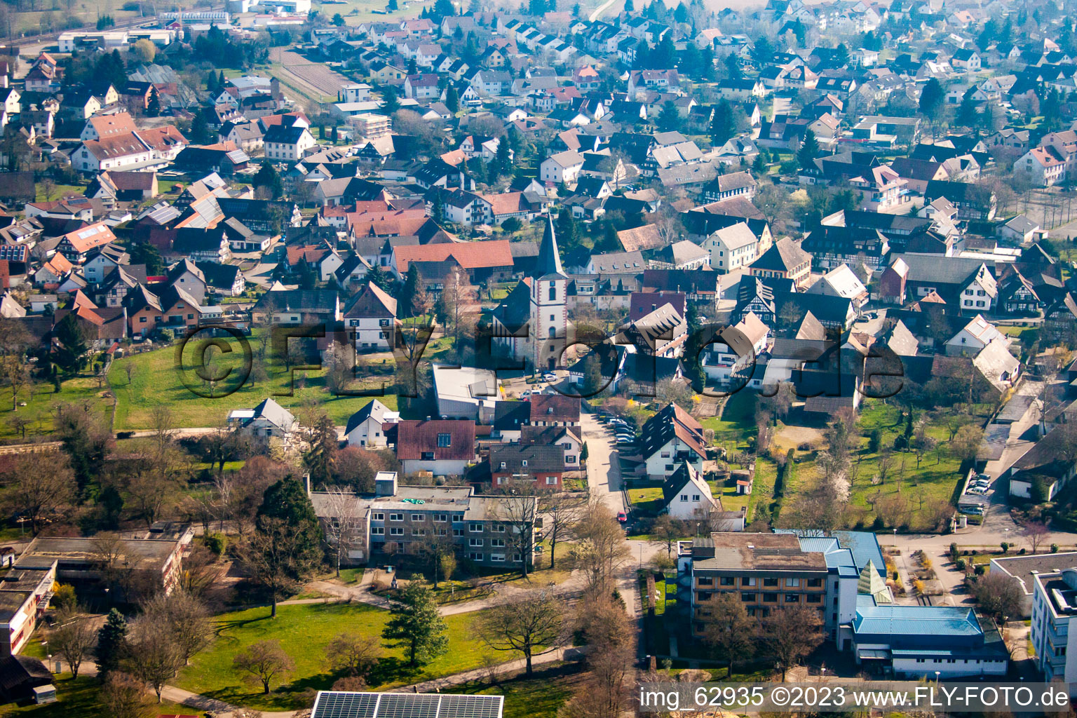 Luftaufnahme von Ortsteil Kork in Kehl im Bundesland Baden-Württemberg, Deutschland