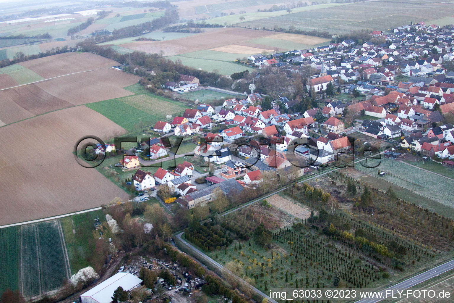 Freckenfeld im Bundesland Rheinland-Pfalz, Deutschland vom Flugzeug aus