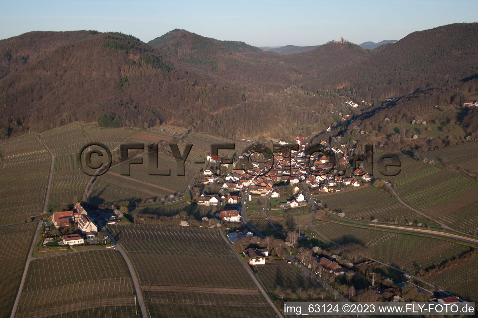 Leinsweiler im Bundesland Rheinland-Pfalz, Deutschland von der Drohne aus gesehen