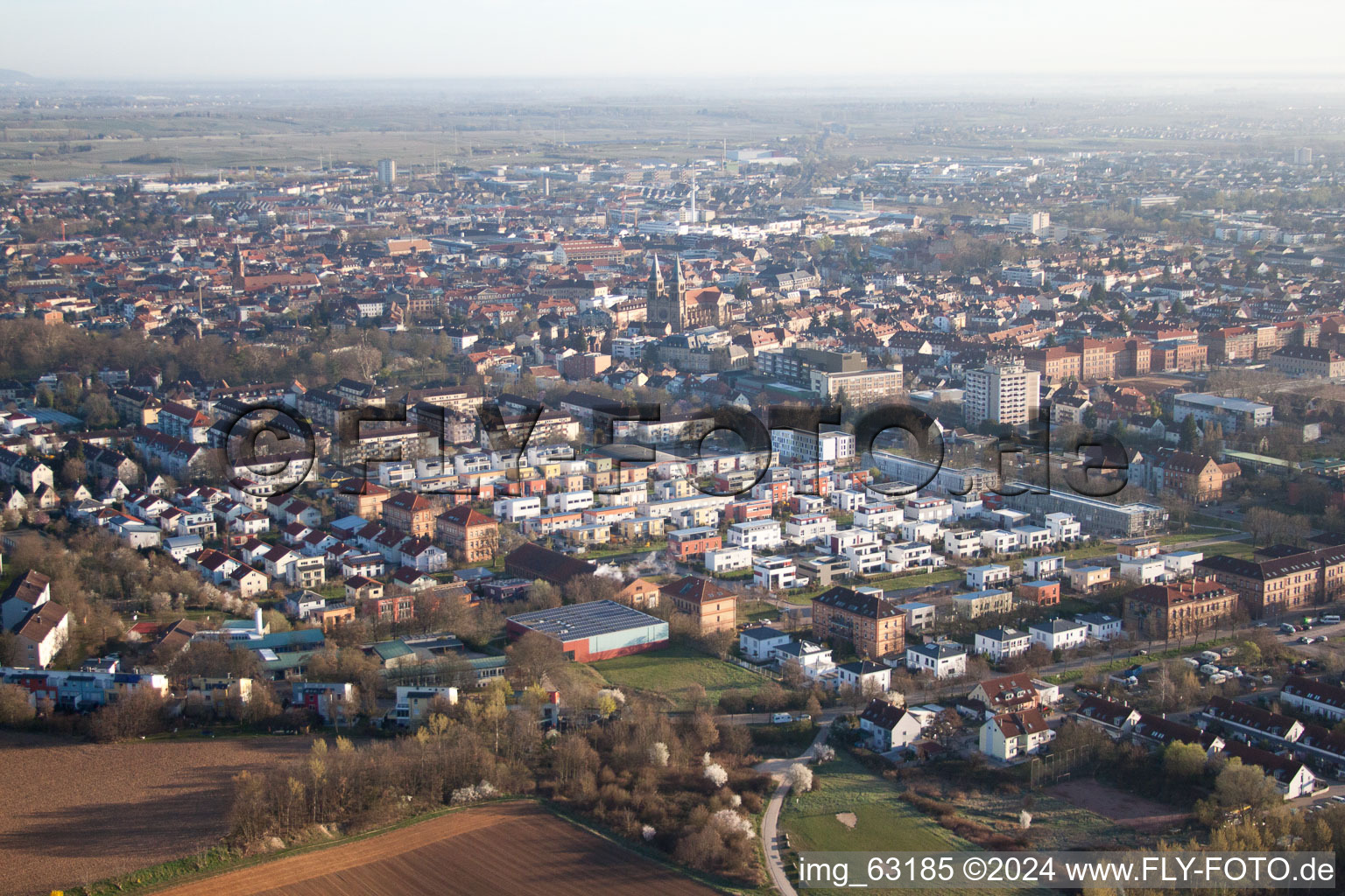 Luftbild von Quartier Vauban in Landau in der Pfalz im Bundesland Rheinland-Pfalz, Deutschland