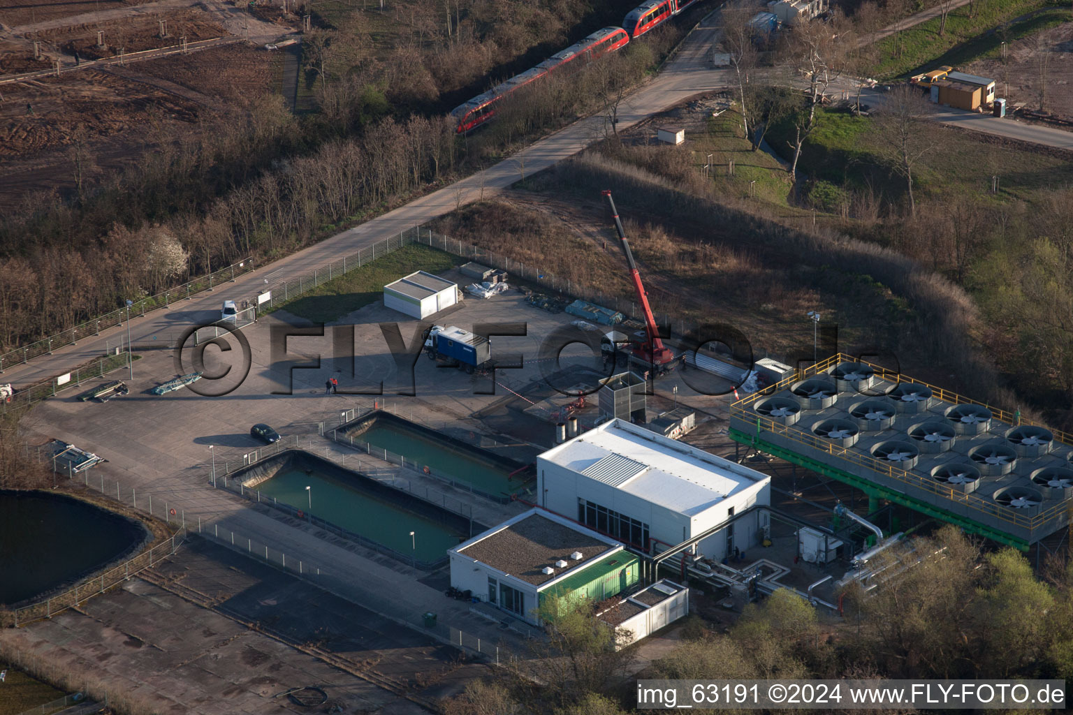 Luftaufnahme von Geothermieanlage in Landau in der Pfalz im Bundesland Rheinland-Pfalz, Deutschland