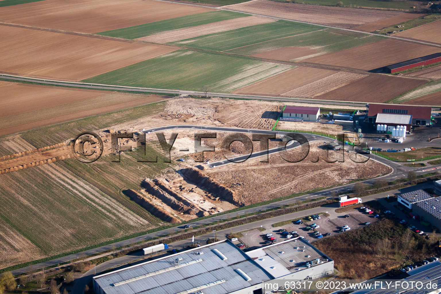 Luftbild von Herxheim, Industriegebiet West 2 in Herxheim bei Landau/Pfalz im Bundesland Rheinland-Pfalz, Deutschland