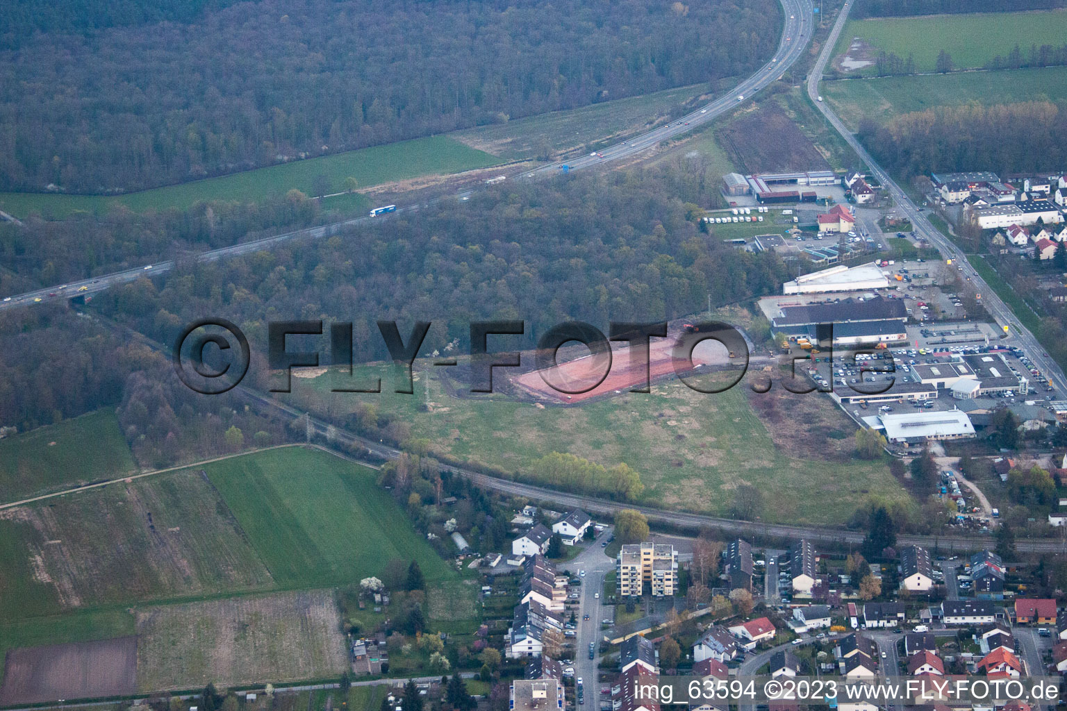 Drohnenbild von Kandel, Edeka Neubau im Bundesland Rheinland-Pfalz, Deutschland