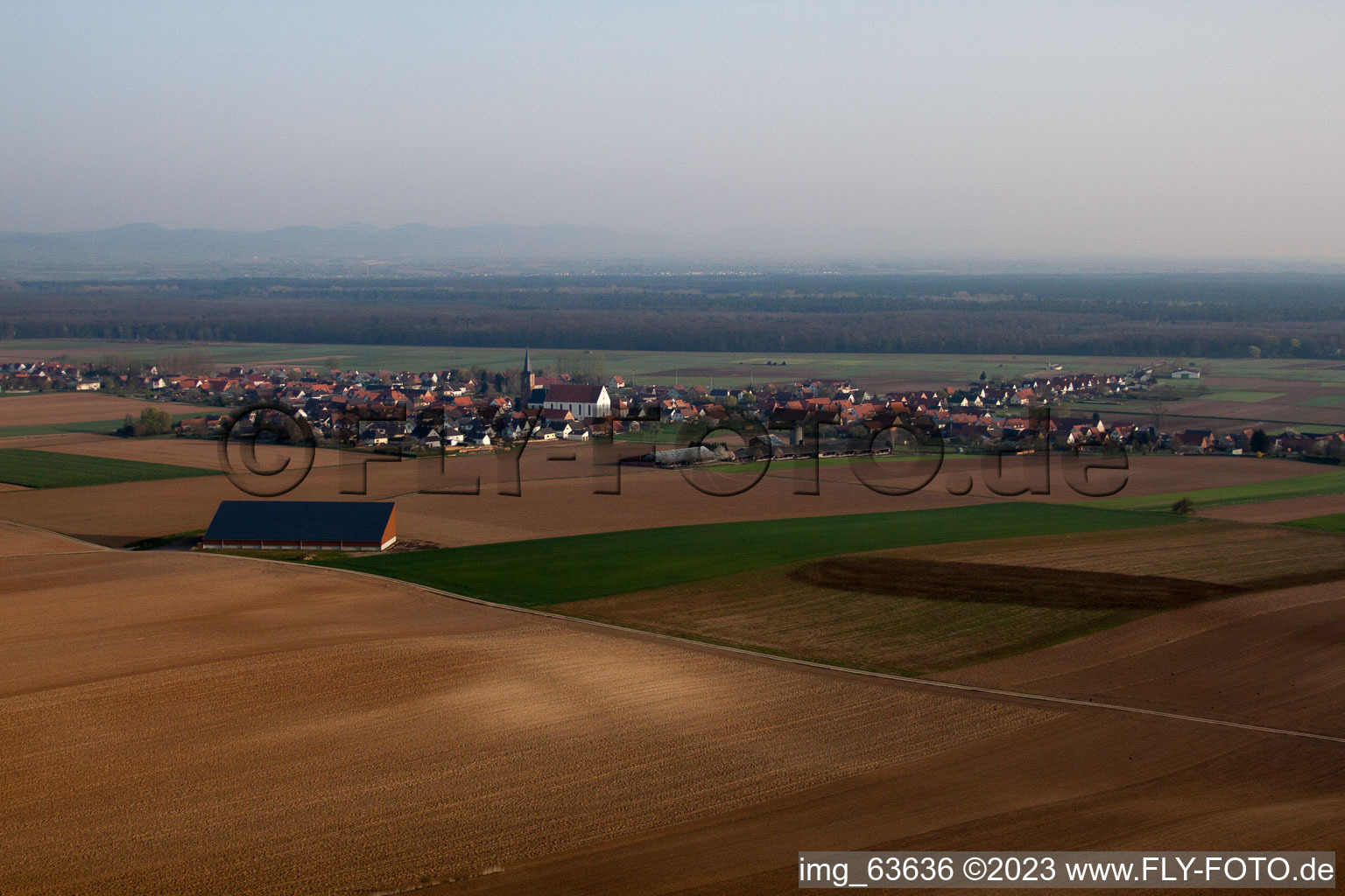 Schleithal im Bundesland Bas-Rhin, Frankreich von oben