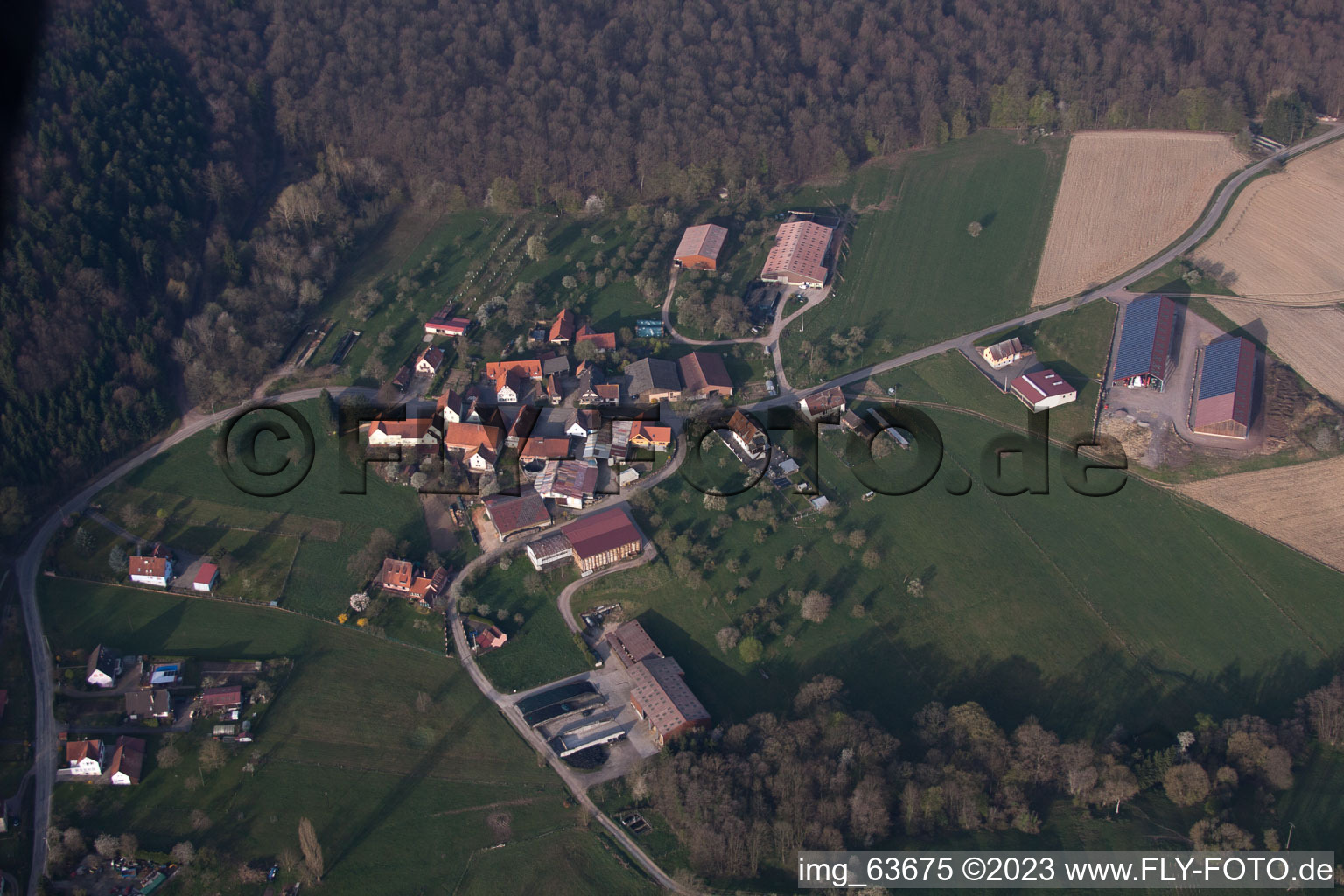 Climbach im Bundesland Bas-Rhin, Frankreich vom Flugzeug aus