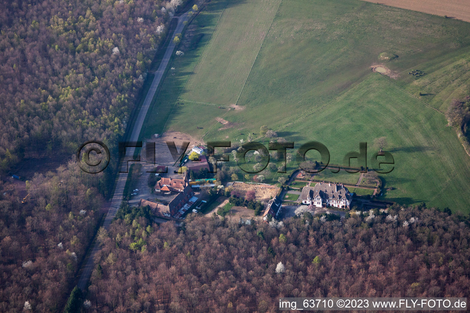Luftaufnahme von Niederbronn-les-Bains, Villa Riessack im Bundesland Bas-Rhin, Frankreich