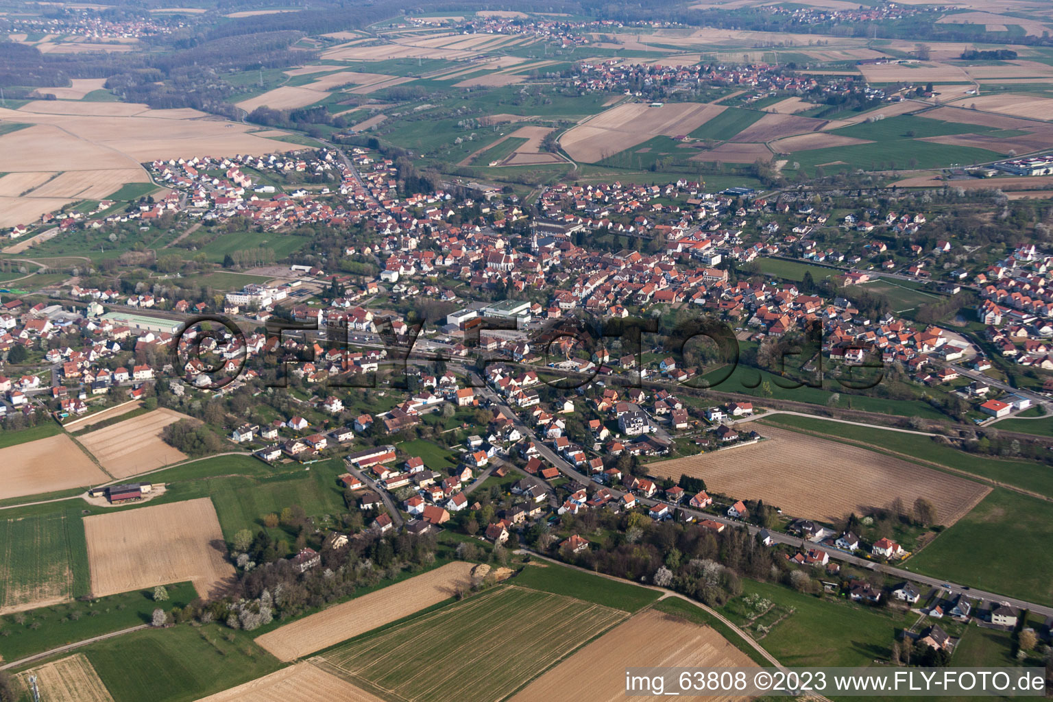 Drohnenbild von Reimerswiller im Bundesland Bas-Rhin, Frankreich