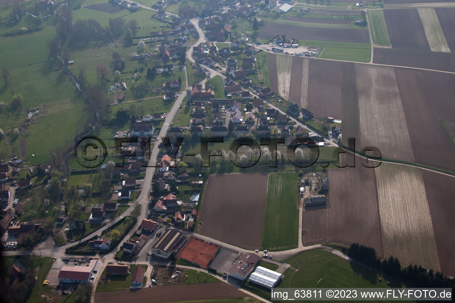 Luftbild von Hoffen im Bundesland Bas-Rhin, Frankreich