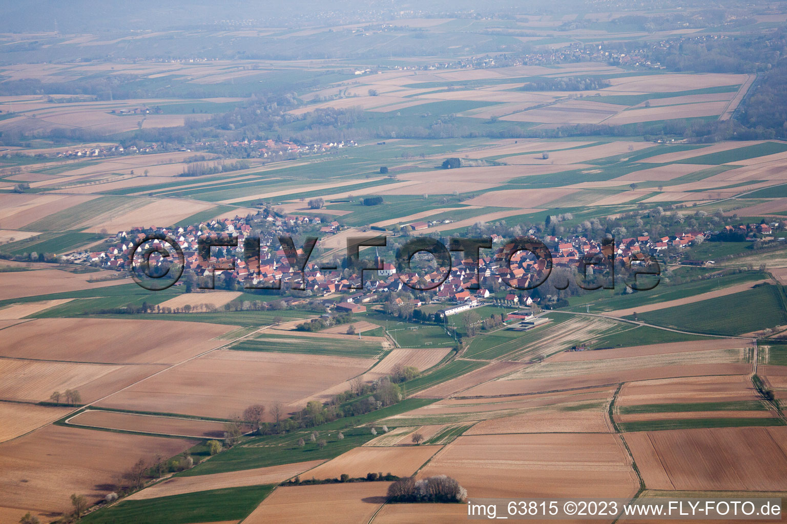 Hoffen im Bundesland Bas-Rhin, Frankreich von oben