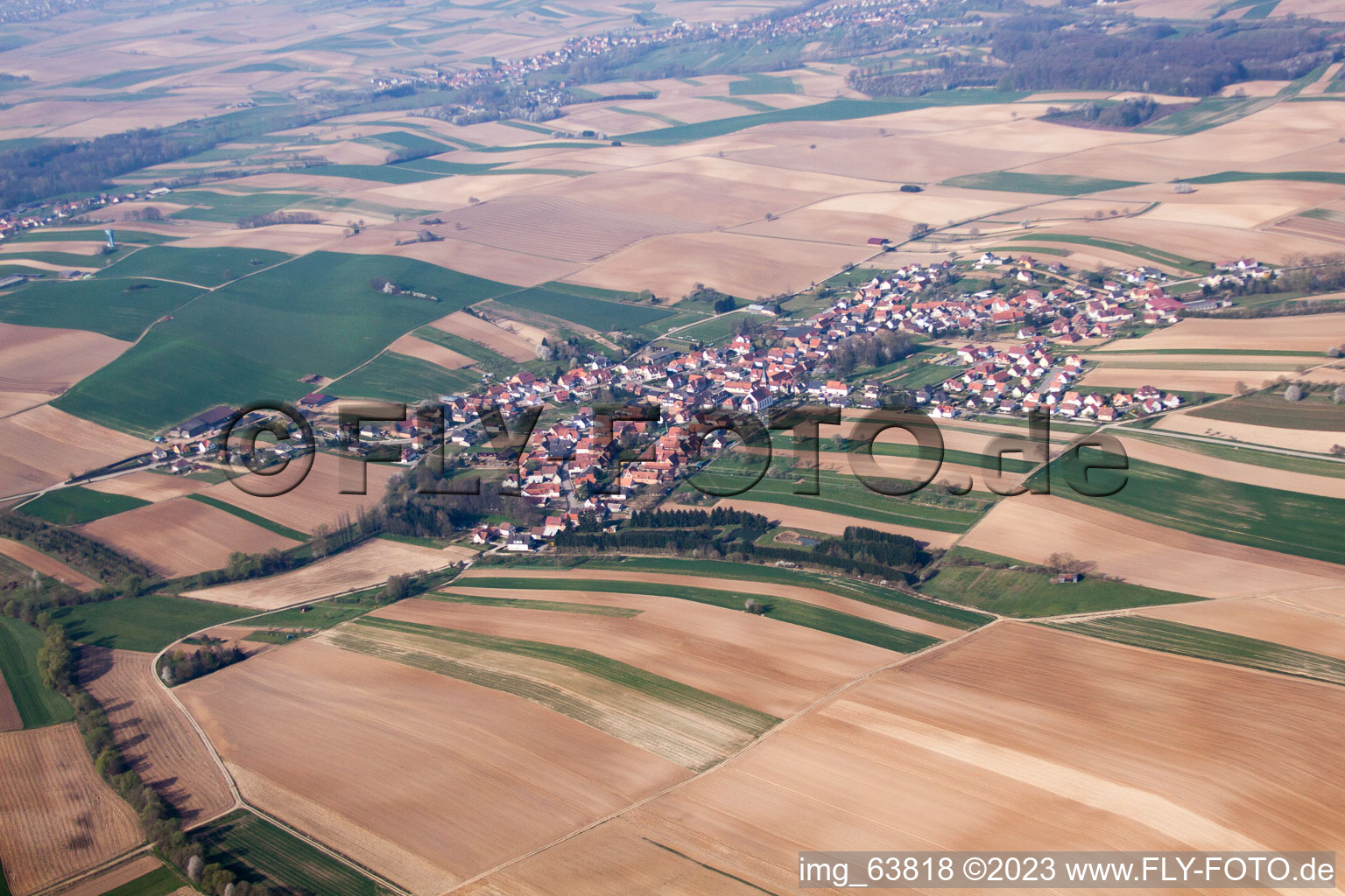 Siegen im Bundesland Bas-Rhin, Frankreich von der Drohne aus gesehen