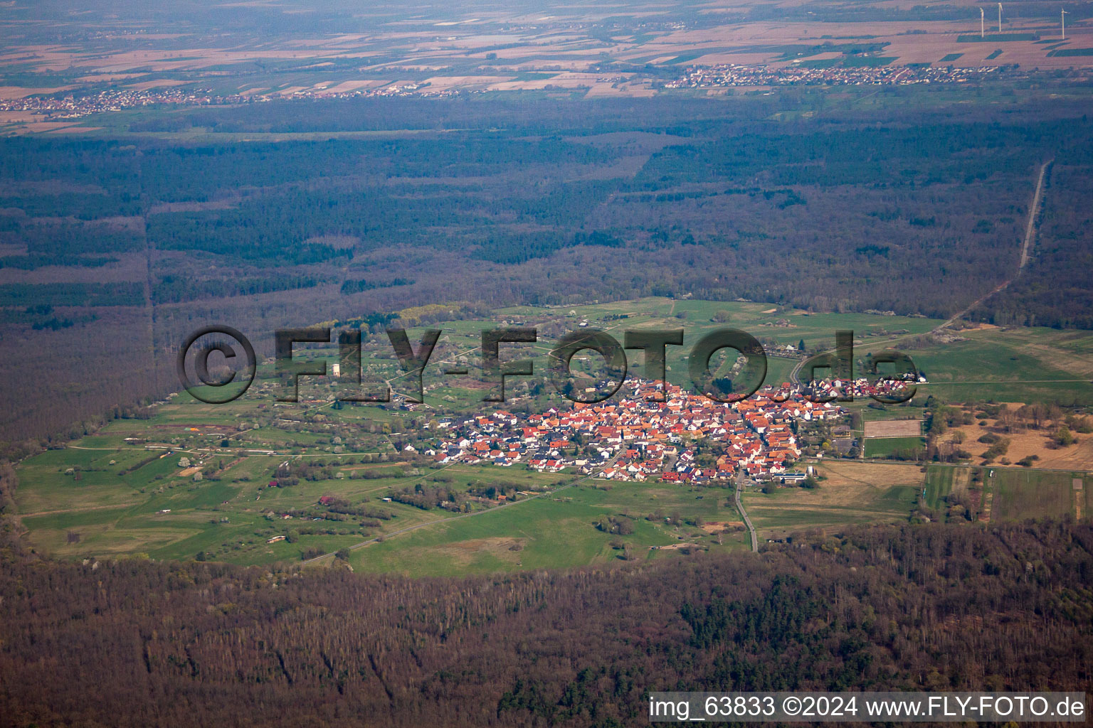 Dorf - Ansicht im Ortsteil Büchelberg in Wörth am Rhein im Bundesland Rheinland-Pfalz, Deutschland aus der Luft