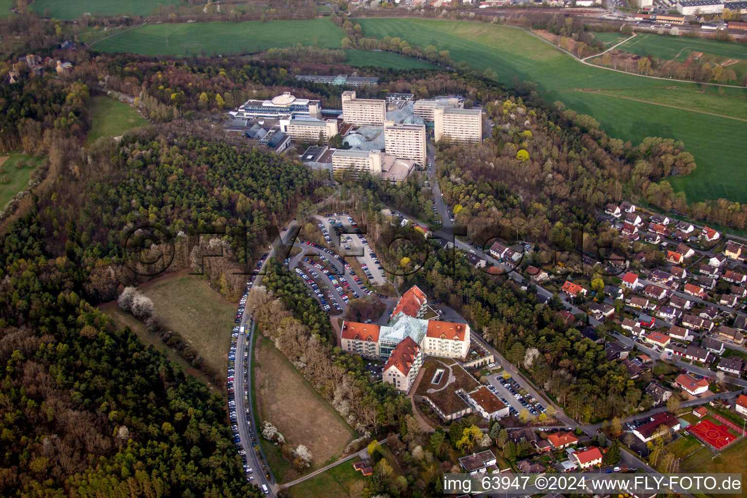 Luftbild von Klinikgelände des Krankenhauses Neurologische Klinik Bad Neustadt an der Saale in Bad Neustadt an der Saale im Bundesland Bayern, Deutschland