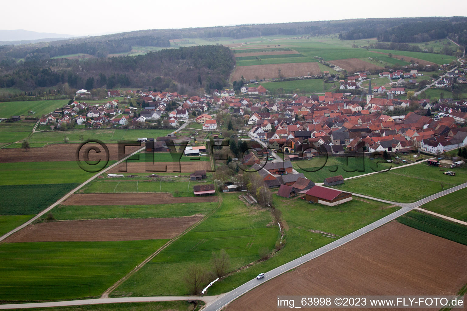 Luftbild von Hendungen im Bundesland Bayern, Deutschland
